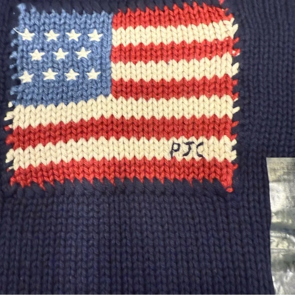 Ralph Lauren Unisex Kids Iconic Flag Sweater Crew Neck Cotton Sz M